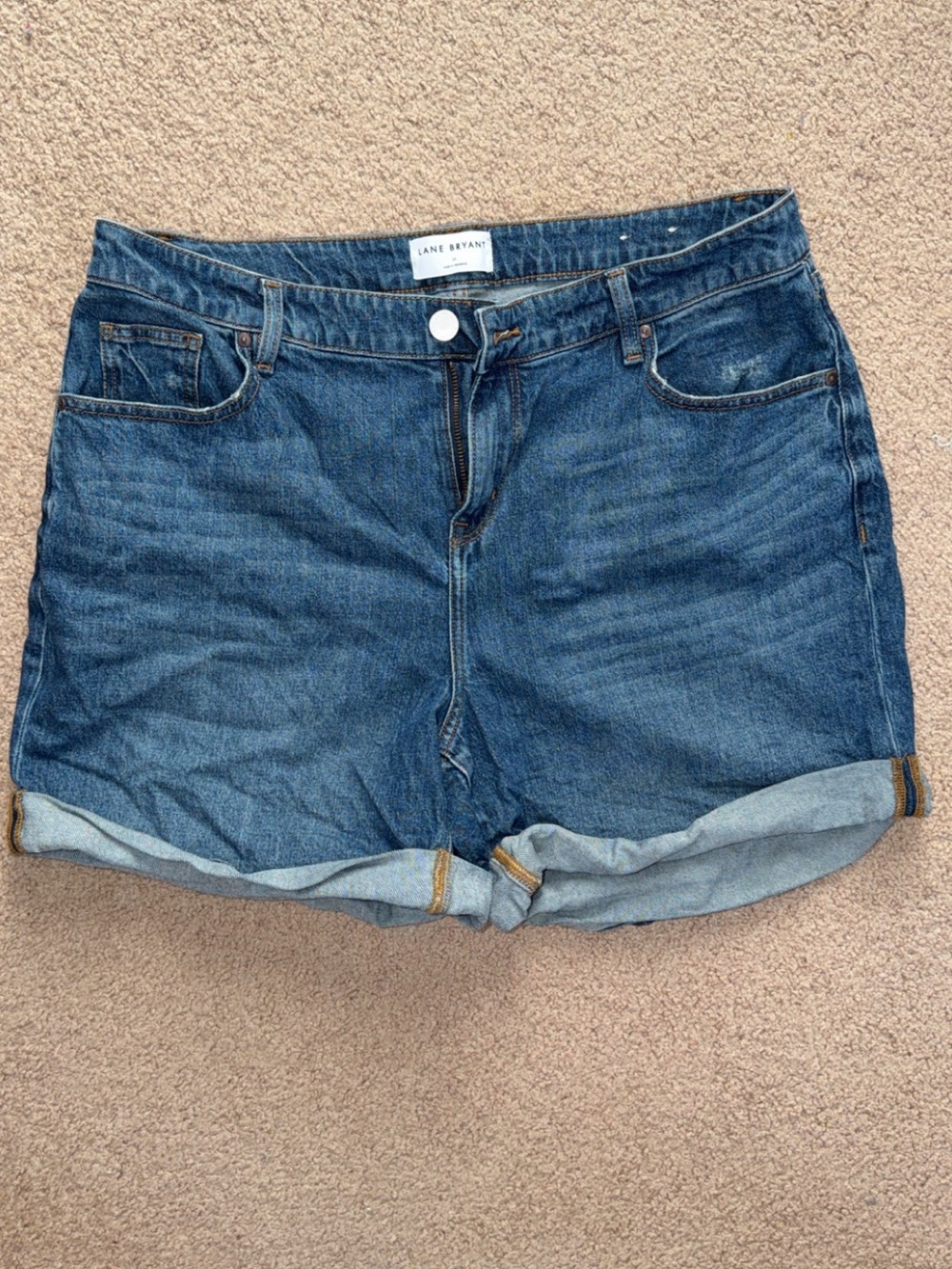 Lane Bryant Blue Rolled-Cuff Denim Shorts